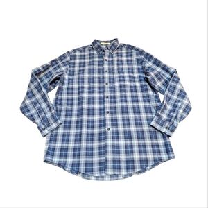 L.L. Bean Traditional Fit Plaid Shirt Men M  Blue Button-Up 100% Cotton Classic
